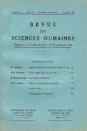 Revue des Sciences Humaines, n°74/avril - juin 1954