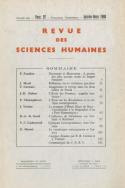 Revue des Sciences Humaines, n°97/janvier - mars 1960
